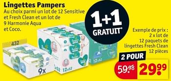 Promoties Lot de lingettes fresh clean - Pampers - Geldig van 25/03/2024 tot 07/04/2024 bij Kruidvat