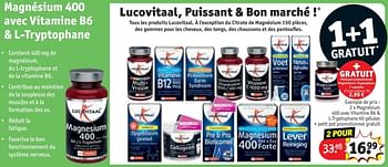 Promotions Maqnésium 400 avec vitamine b6 + l-tryptophane + petit pot promotionnel gratuit - Lucovitaal - Valide de 25/03/2024 à 07/04/2024 chez Kruidvat