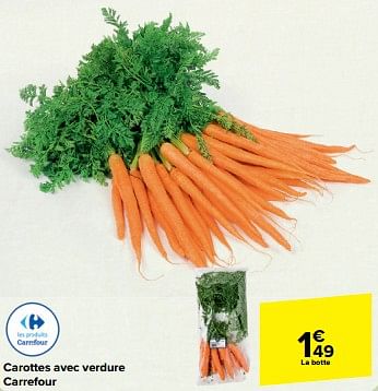 Promoties Carottes avec verdure carrefour - Huismerk - Carrefour  - Geldig van 27/03/2024 tot 02/04/2024 bij Carrefour