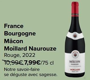 Promoties France bourgogne mâcon moillard naurouze rouge - Rode wijnen - Geldig van 27/03/2024 tot 02/04/2024 bij Carrefour