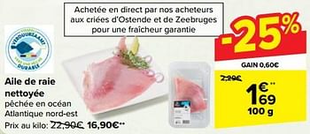 Promoties Aile de raie nettoyée - Huismerk - Carrefour  - Geldig van 27/03/2024 tot 02/04/2024 bij Carrefour
