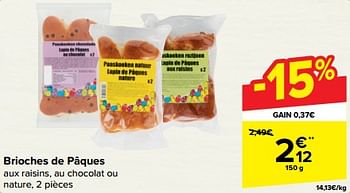 Promotions Brioches de pâques - Produit maison - Carrefour  - Valide de 27/03/2024 à 02/04/2024 chez Carrefour