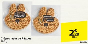 Promotions Crêpes lapin de pâques - Produit maison - Carrefour  - Valide de 27/03/2024 à 02/04/2024 chez Carrefour