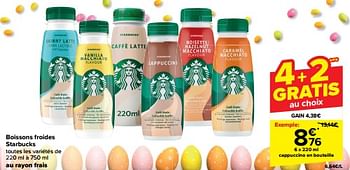 Promoties Cappuccino en bouteille - Starbucks - Geldig van 27/03/2024 tot 02/04/2024 bij Carrefour