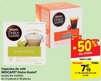 Promoties Capsules de café au lait - Nescafe - Geldig van 27/03/2024 tot 02/04/2024 bij Carrefour