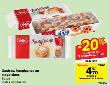 Promoties Gaufres, frangipanes ou madeleines lotus - Lotus Bakeries - Geldig van 27/03/2024 tot 02/04/2024 bij Carrefour