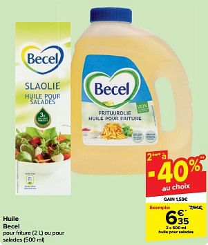 Promoties Huile pour salades - Becel - Geldig van 27/03/2024 tot 02/04/2024 bij Carrefour