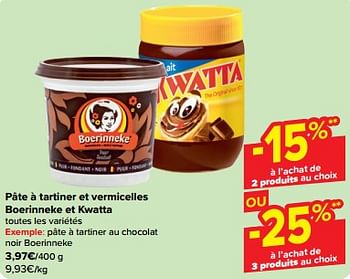 Promoties Pâte à tartiner au chocolat noir boerinneke - 't Boerinneke - Geldig van 27/03/2024 tot 02/04/2024 bij Carrefour