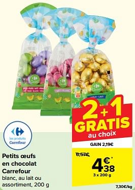 Promoties Petits oeufs en chocolat carrefour - Huismerk - Carrefour  - Geldig van 27/03/2024 tot 02/04/2024 bij Carrefour