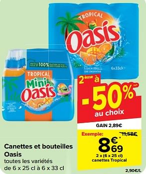 Promoties Canettes tropical - Oasis - Geldig van 27/03/2024 tot 02/04/2024 bij Carrefour
