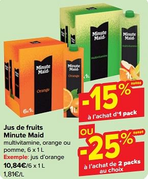 Promotions Jus d’orange - Minute Maid - Valide de 27/03/2024 à 02/04/2024 chez Carrefour