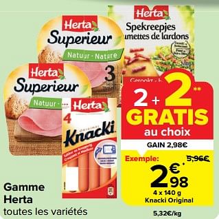 Promotions Knacki original - Herta - Valide de 27/03/2024 à 02/04/2024 chez Carrefour