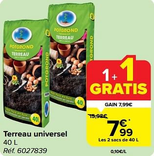 Promoties Terreau universel - Huismerk - Carrefour  - Geldig van 27/03/2024 tot 02/04/2024 bij Carrefour