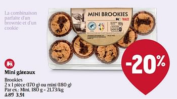 Promoties Mini gâteaux brookies - Huismerk - Delhaize - Geldig van 28/03/2024 tot 03/04/2024 bij Delhaize