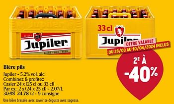 Promoties Bière pils jupiler - Jupiler - Geldig van 28/03/2024 tot 03/04/2024 bij Delhaize