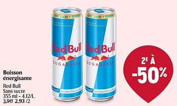 Promotions Boisson énergisante red bull sans sucre - Red Bull - Valide de 28/03/2024 à 03/04/2024 chez Delhaize