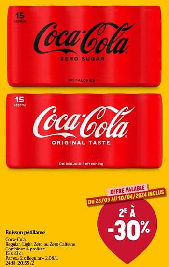 Promotions Boisson pétillante coca-cola regular - Coca Cola - Valide de 28/03/2024 à 03/04/2024 chez Delhaize