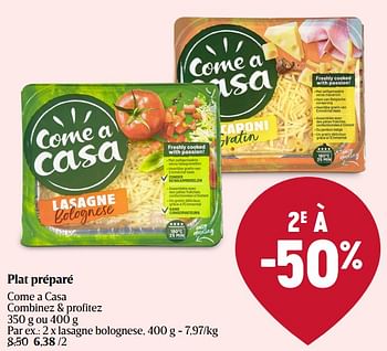 Promoties Lasagne bolognese - Come a Casa - Geldig van 28/03/2024 tot 03/04/2024 bij Delhaize