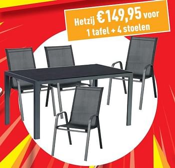 Promoties 1 tafel + 4 stoelen - Huismerk - Trafic  - Geldig van 27/03/2024 tot 31/03/2024 bij Trafic