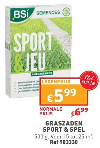 Promoties Graszaden sport + spel - BSI - Geldig van 27/03/2024 tot 31/03/2024 bij Trafic