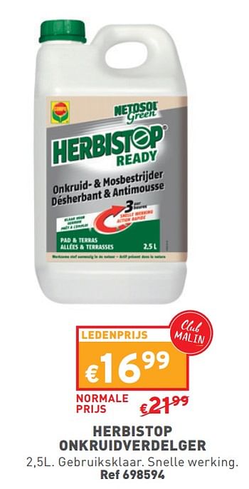 Promotions Herbistop onkruidverdelger - Compo - Valide de 27/03/2024 à 31/03/2024 chez Trafic