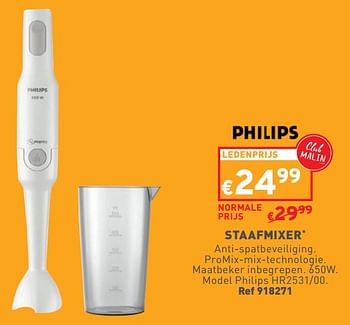Promoties Staafmixer philips hr2531-00 - Philips - Geldig van 27/03/2024 tot 31/03/2024 bij Trafic