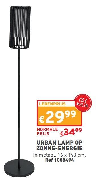 Promoties Urban lamp op zonne-energie - Huismerk - Trafic  - Geldig van 27/03/2024 tot 31/03/2024 bij Trafic