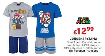 Promotions Jongenspyjama - Super Mario - Valide de 27/03/2024 à 31/03/2024 chez Trafic