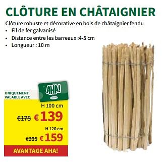 Promotions Clôture en châtaignier - Produit maison - Horta - Valide de 27/03/2024 à 07/04/2024 chez Horta