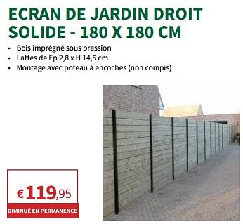 Promoties Ecran de jardin droit solide - Solide - Geldig van 27/03/2024 tot 07/04/2024 bij Horta