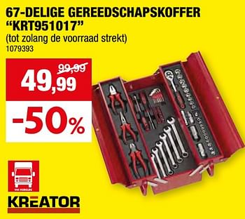 Promotions 67-delige gereedschapskoffer krt951017 - Kreator - Valide de 27/03/2024 à 07/04/2024 chez Hubo