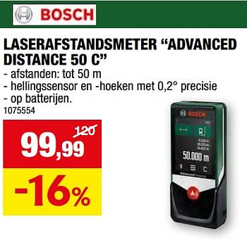 Promoties Bosch laserafstandsmeter advanced distance 50 c - Bosch - Geldig van 27/03/2024 tot 07/04/2024 bij Hubo