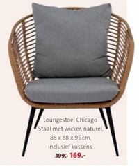 Loungestoel chicago staal meet wicker naturel-Huismerk - Intratuin
