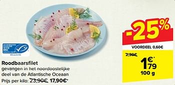 Promoties Roodbaarsfilet - Huismerk - Carrefour  - Geldig van 27/03/2024 tot 08/04/2024 bij Carrefour
