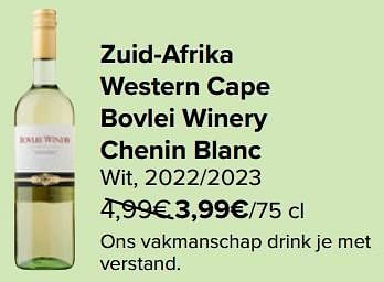 Promotions Zuid-afrika western cape bovlei winery chenin blanc wit - Vins blancs - Valide de 27/03/2024 à 08/04/2024 chez Carrefour