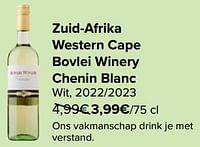 Zuid-afrika western cape bovlei winery chenin blanc wit-Witte wijnen