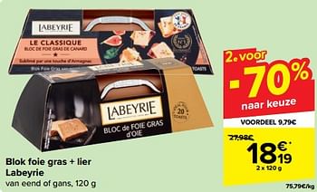 Promotions Blok foie gras + lier labeyrie - Labeyrie - Valide de 27/03/2024 à 08/04/2024 chez Carrefour
