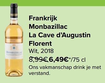 Promoties Frankrijk monbazillac la cave d’augustin florent wit - Witte wijnen - Geldig van 27/03/2024 tot 08/04/2024 bij Carrefour