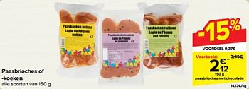 Promoties Paasbrioches met chocolade - Huismerk - Carrefour  - Geldig van 27/03/2024 tot 08/04/2024 bij Carrefour