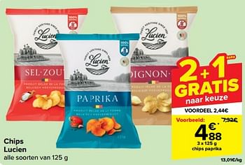 Promotions Chips paprika - Les Chips de Lucien - Valide de 27/03/2024 à 08/04/2024 chez Carrefour