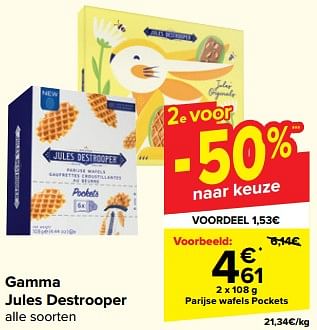 Promoties Parijse wafels pockets - Jules Destrooper - Geldig van 27/03/2024 tot 08/04/2024 bij Carrefour