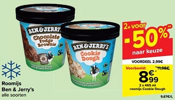Promoties Roomijs cookie dough - Ben&Jerry's - Geldig van 27/03/2024 tot 08/04/2024 bij Carrefour