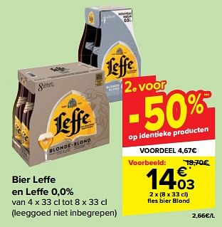 Promotions Fles bier blond - Leffe - Valide de 27/03/2024 à 08/04/2024 chez Carrefour