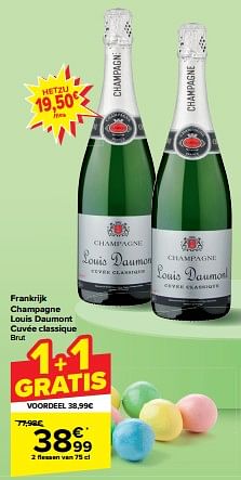 Promoties Frankrijk champagne louis daumont cuvée classique brut - Champagne - Geldig van 27/03/2024 tot 08/04/2024 bij Carrefour