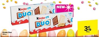 Promotions Kinder duo - Kinder - Valide de 27/03/2024 à 08/04/2024 chez Carrefour
