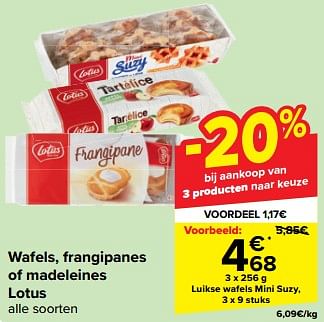 Promoties Luikse wafels mini suzy - Lotus Bakeries - Geldig van 27/03/2024 tot 08/04/2024 bij Carrefour