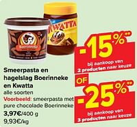 Promoties Smeerpasta met pure chocolade boerinneke - 't Boerinneke - Geldig van 27/03/2024 tot 08/04/2024 bij Carrefour