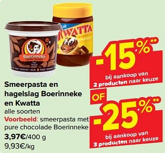 Promotions Smeerpasta met pure chocolade boerinneke - 't Boerinneke - Valide de 27/03/2024 à 08/04/2024 chez Carrefour
