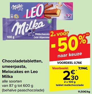 Promotions Tablet melkchocolade - Milka - Valide de 27/03/2024 à 08/04/2024 chez Carrefour