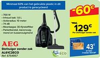 Promoties Aeg stofzuiger zonder zak al61c2eco - AEG - Geldig van 27/03/2024 tot 08/04/2024 bij Carrefour